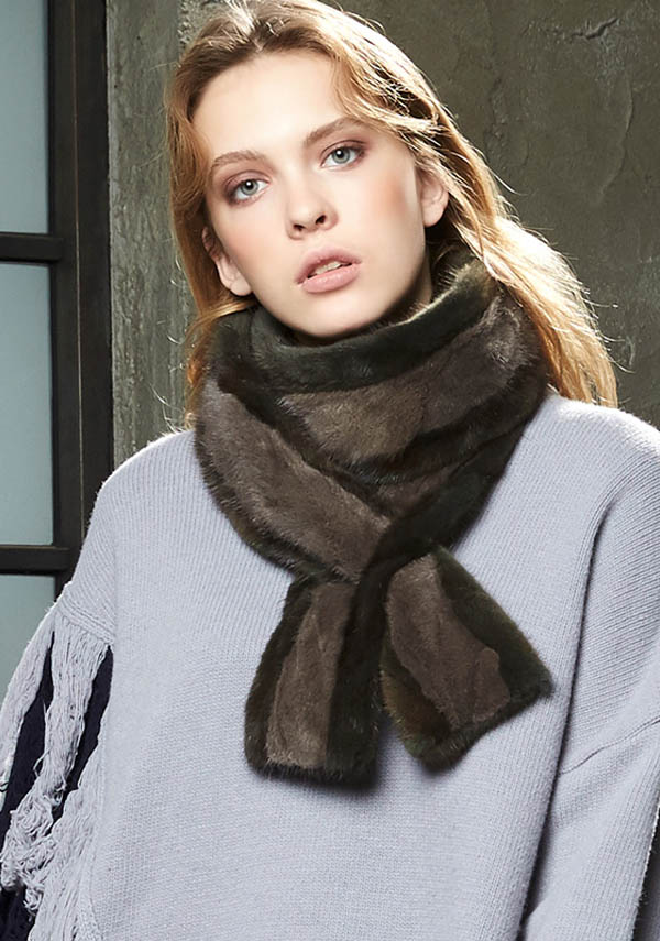 Dark Grey Mink Scarf