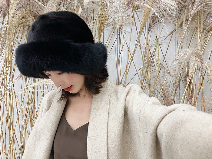 fox fur trim whole skins mink hat