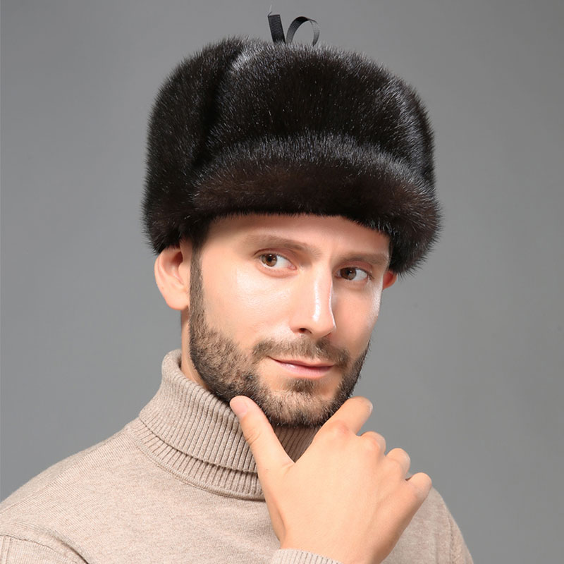 Real Mink Fur Trapper Hat Mężczyźni