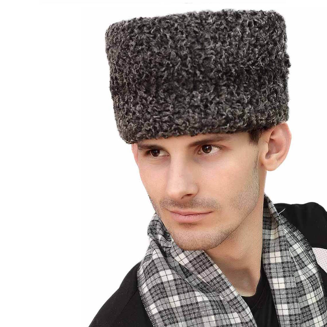 Natürlicher grauer Karakul-Hut für Herren