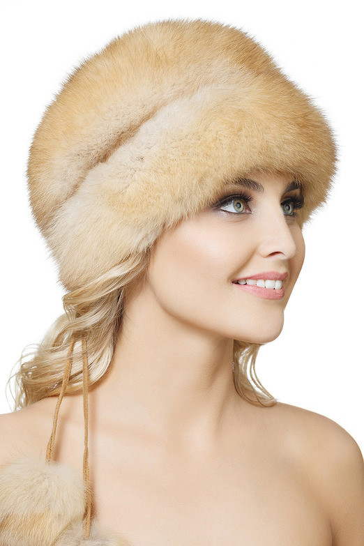 Echter Zobelhut Light Golden Two Pompom Hat