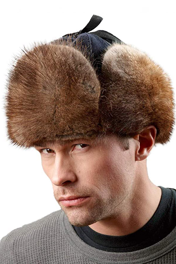 Canadese RCMP Muskrat Fur Jockey Trapper Hat